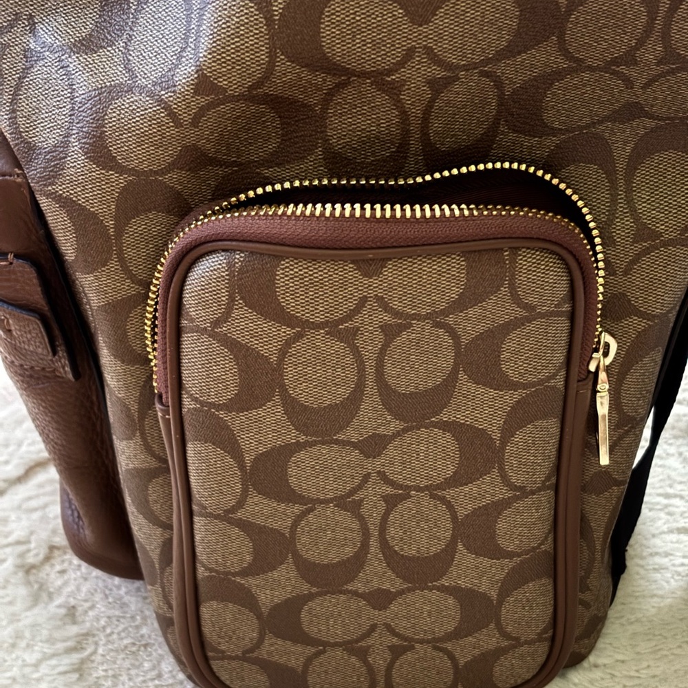 Coach Brown Signature Canvas & Leather Backpack - Picture 8 of 11